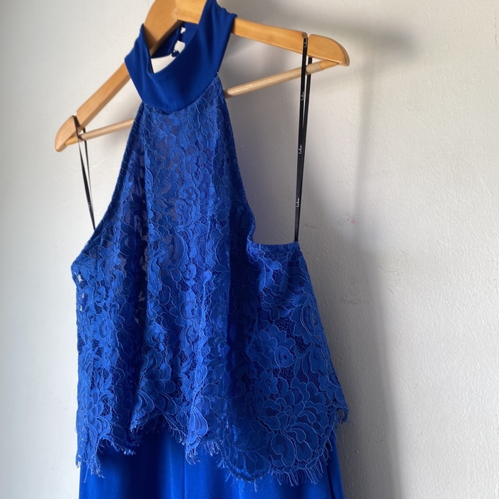 Lulu’s M Bethanie Royal Blue Lace Halter Jumpsuit As Is - Picture 8 of 15